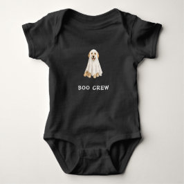 かわいいゴールデンレトリバーのハロウィンゴースト Boo クルー ベビーボディスーツ