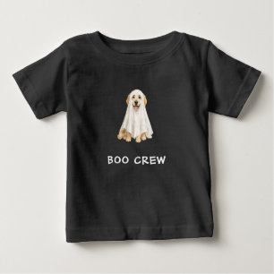 かわいいゴールデンレトリバーのハロウィンゴースト Boo クルー ベビーTシャツ