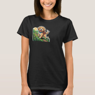 かわいいゴールデンレトリバーの子犬の冒険 Tシャツ