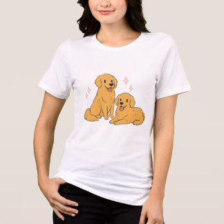 かわいいゴールデンレトリバーの子犬の姉妹 かわいい犬好き トライブレンドTシャツ