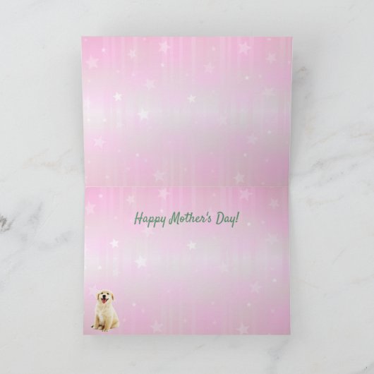 かわいいゴールデンレトリバーの子犬の母の日 カード (内部)