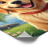 かわいいゴールデンレトリバーの子犬の誕生日ポスター ポスター (角)