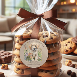 かわいいゴールデンレトリバーの子犬クッキーキャンディ ラウンドシール