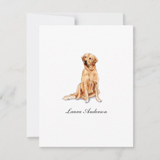 かわいいゴールデンレトリバーの水色フラット サンキューカード (正面)