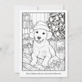 かわいいゴールデンレトリバーの犬のクリスマスアート塗り絵 シーズンカード