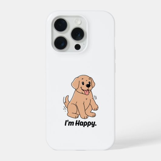 かわいいゴールデンレトリバーの犬の「私は幸せ」スマホケース iPhoneケース (裏面)