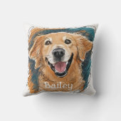かわいいゴールデンレトリバーの犬カスタマイズ クッション (裏面)