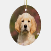 かわいいゴールデンレトリバードッグパピーデコつるア セラミックオーナメント (右)