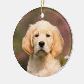 かわいいゴールデンレトリバードッグパピーデコつるア セラミックオーナメント (左)