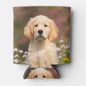 かわいいゴールデンレトリバードッグパピー顔フォトバドル 缶クーラー (正面)
