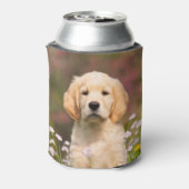 かわいいゴールデンレトリバードッグパピー顔フォトバドル 缶クーラー (缶裏面)