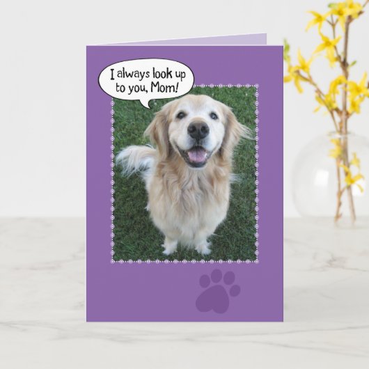 かわいいゴールデンレトリバーマザーズデイカード カード (黄色い花)