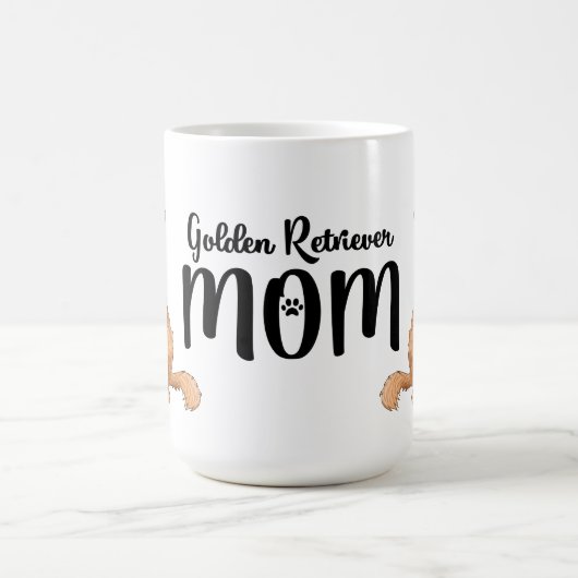かわいいゴールデンレトリバーママのギフトマンガの子犬 コーヒーマグカップ (中央)