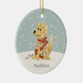 かわいいゴールデンレトリバー冬のクリスマス セラミックオーナメント (右)