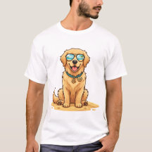 かわいいゴールデンレトリバー サングラスTシャツ | 愛犬家