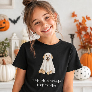 かわいいゴールデンレトリバー ハロウィンの幽霊 Tシャツ