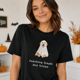 かわいいゴールデンレトリバー ハロウィンの幽霊 Tシャツ