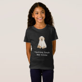 かわいいゴールデンレトリバー ハロウィンの幽霊 Tシャツ (正面フル)