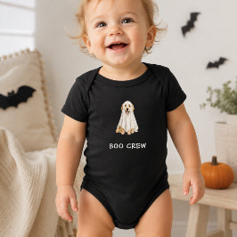 かわいいゴールデンレトリバー ハロウィーン おばけ 仲間 ベビーボディスーツ