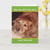 かわいいゴールデンレトリバーGet Well Card カード (黄色い花)