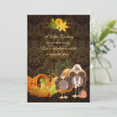 かわいいゴールデン感謝祭ガールターキーベビーシャワー 招待状 (スタンド正面)