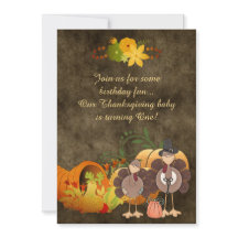 かわいいゴールデン感謝祭トルコ男の子の1歳の誕生日