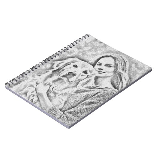 かわいいゴールデン最高のレトリーバードッグママペンシルスケッチ ノートブック (左側)