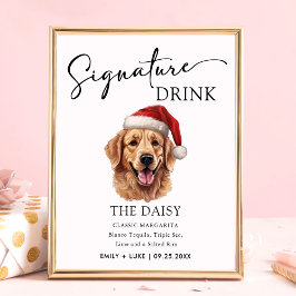かわいいゴールデン結婚レトリバーの特徴的なドリンク看板 ポスター