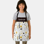 かわいいゴールデン・ウッズのシーンパターン エプロン (インサイチュ)