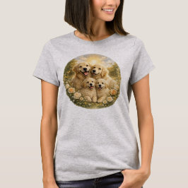 かわいいゴールデン+クリーム+レトリバー+ファミリー Tシャツ