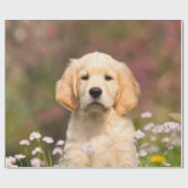 かわいいゴールデン・リトリーバー犬の子犬のポートレート、ギフト ラッピングペーパー (フラット)