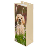 かわいいゴールデン・リトリーバー犬の子犬の顔動物の写真 ワインギフトバッグ (裏面アングル)