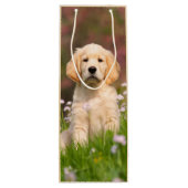 かわいいゴールデン・リトリーバー犬の子犬の顔動物の写真 ワインギフトバッグ (裏面)