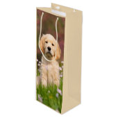 かわいいゴールデン・リトリーバー犬の子犬の顔動物の写真 ワインギフトバッグ (正面アングル)