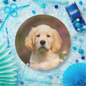 かわいいゴールデン・リトリーバー犬の子犬、幸せなパーティー ペーパープレート (パーティー)