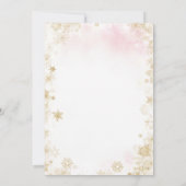 かわいいゴールドのクリスマス ピンクのベビーシャワー 招待状 (裏面)