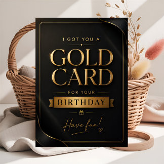 かわいいゴールドの誕生日ギフト カード