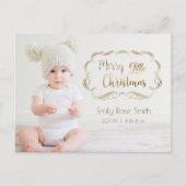 かわいいゴールドカリグラフィー ファーストクリスマス フォトカード シーズンポストカード (正面)