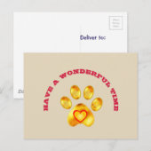 かわいいゴールドパウの挨拶 ポストカード (正面/裏面)