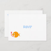 かわいいゴールドフィッシュ&ハートビーチ結婚式RSVPカード 出欠カード (正面/裏面)