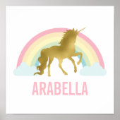 かわいいゴールドユニコーンの女の子の部屋 ポスター (正面)