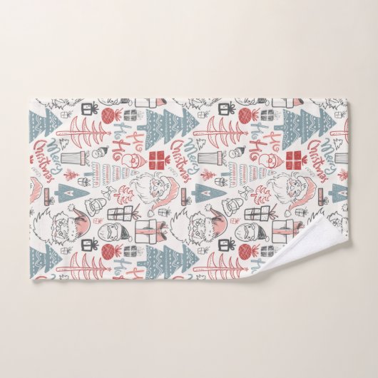 かわいいサお洒落ンタクリスマスの木型ピンク バスタオルセット (ハンドタオル)