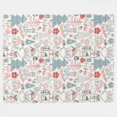 かわいいサお洒落ンタクリスマスの木型ピンク フリースブランケット (正面(横))