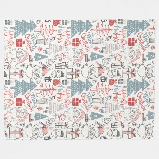 かわいいサお洒落ンタクリスマスの木型ピンク フリースブランケット (正面(横))