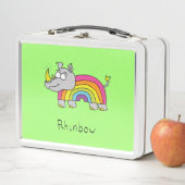 かわいいサイの虹 メタルランチボックス (インサイチュ)