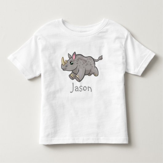 かわいいサイの野生動物ジャングル動物の子供の名前のシャツ トドラーTシャツ (正面)
