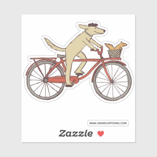 かわいいサイクリング犬とリスおもしろい動物の友達 シール (シート)