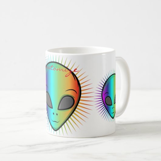 かわいいサイケデリックエイリアンヘッドサンダー_コーブ コーヒーマグカップ (正面右)