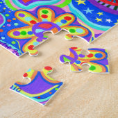 かわいいサイケデリックヒッピー・マーメイド・ガール・ギター ジグソーパズル (側面)