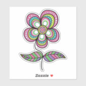 かわいいサイケデリックヴィンテージフラワーアート シール (シート)